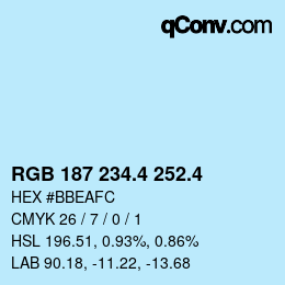 カラーコード: RGB 187 234.4 252.4 | qconv.com