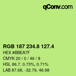 カラーコード: RGB 187 234.8 127.4 | qconv.com