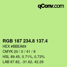 カラーコード: RGB 187 234.8 137.4 | qconv.com