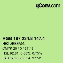 カラーコード: RGB 187 234.8 147.4 | qconv.com