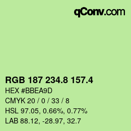 カラーコード: RGB 187 234.8 157.4 | qconv.com