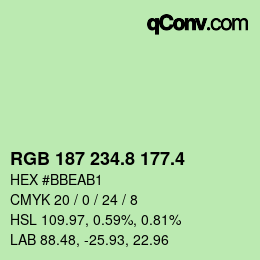 カラーコード: RGB 187 234.8 177.4 | qconv.com