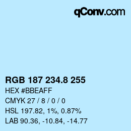 Color code: RGB 187 234.8 255 | qconv.com