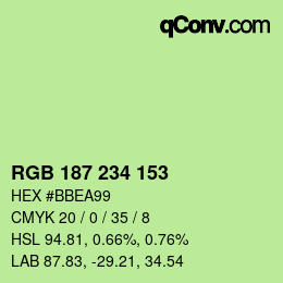 カラーコード: RGB 187 234 153 | qconv.com