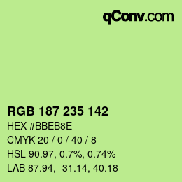 Color code: RGB 187 235 142 | qconv.com
