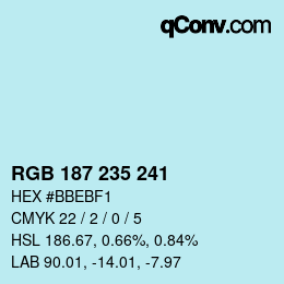 Color code: RGB 187 235 241 | qconv.com