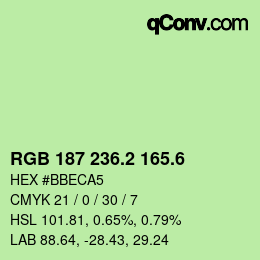 カラーコード: RGB 187 236.2 165.6 | qconv.com
