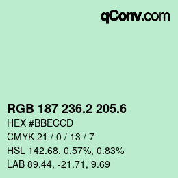 カラーコード: RGB 187 236.2 205.6 | qconv.com