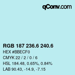 カラーコード: RGB 187 236.6 240.6 | qconv.com