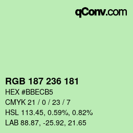 Color code: RGB 187 236 181 | qconv.com