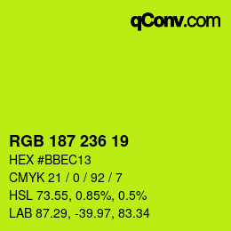 颜色代码: RGB 187 236 19 | qconv.com