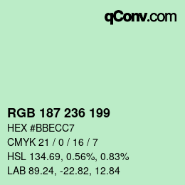 Color code: RGB 187 236 199 | qconv.com