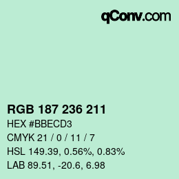 Color code: RGB 187 236 211 | qconv.com