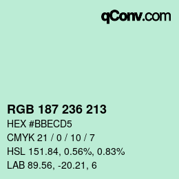 Color code: RGB 187 236 213 | qconv.com