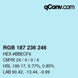 カラーコード: RGB 187 236 246 | qconv.com