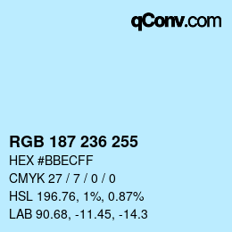 Color code: RGB 187 236 255 | qconv.com