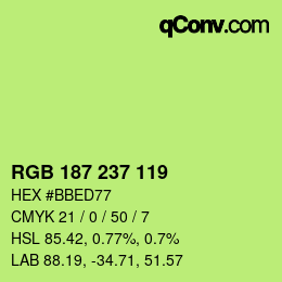 Color code: RGB 187 237 119 | qconv.com