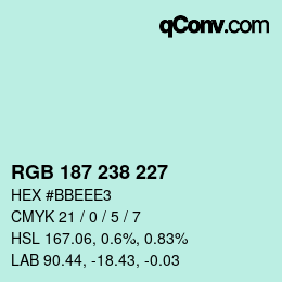 Código de color: RGB 187 238 227 | qconv.com