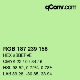 Color code: RGB 187 239 158 | qconv.com