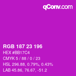 Color code: RGB 187 23 196 | qconv.com