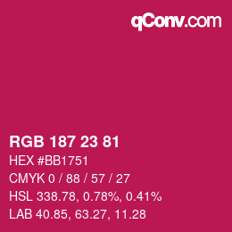 Color code: RGB 187 23 81 | qconv.com
