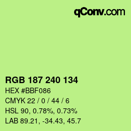 Color code: RGB 187 240 134 | qconv.com