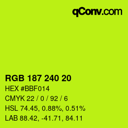カラーコード: RGB 187 240 20 | qconv.com