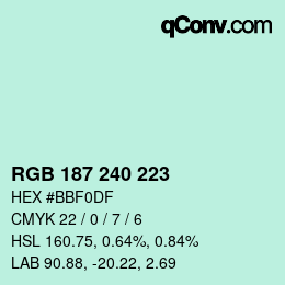 Color code: RGB 187 240 223 | qconv.com