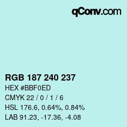 Color code: RGB 187 240 237 | qconv.com