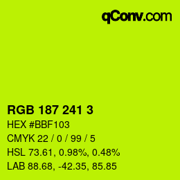 Color code: RGB 187 241 3 | qconv.com