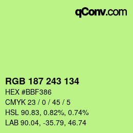 Color code: RGB 187 243 134 | qconv.com