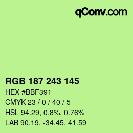 Farbcode: RGB 187 243 145 | qconv.com