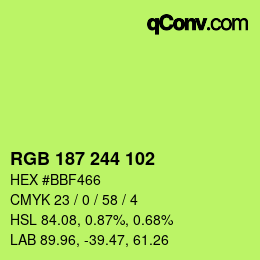 カラーコード: RGB 187 244 102 | qconv.com