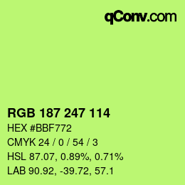 Color code: RGB 187 247 114 | qconv.com