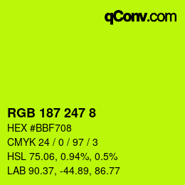Color code: RGB 187 247 8 | qconv.com