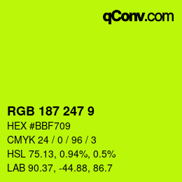 カラーコード: RGB 187 247 9 | qconv.com