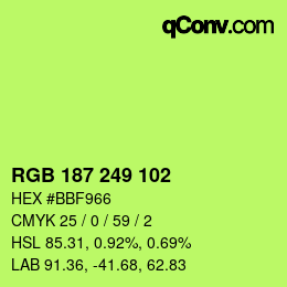 Color code: RGB 187 249 102 | qconv.com