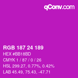 カラーコード: RGB 187 24 189 | qconv.com