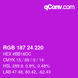 Color code: RGB 187 24 220 | qconv.com