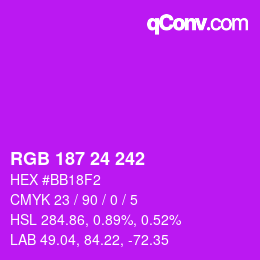 Color code: RGB 187 24 242 | qconv.com