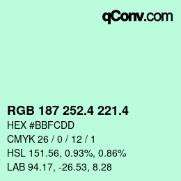 カラーコード: RGB 187 252.4 221.4 | qconv.com