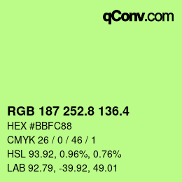 カラーコード: RGB 187 252.8 136.4 | qconv.com