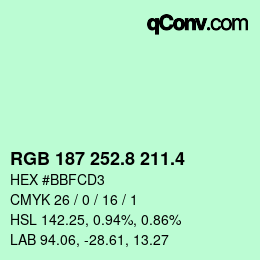 カラーコード: RGB 187 252.8 211.4 | qconv.com
