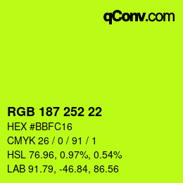 Código de color: RGB 187 252 22 | qconv.com