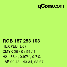 カラーコード: RGB 187 253 103 | qconv.com
