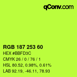 カラーコード: RGB 187 253 60 | qconv.com