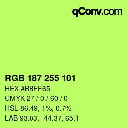 Color code: RGB 187 255 101 | qconv.com
