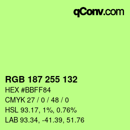 Color code: RGB 187 255 132 | qconv.com