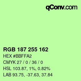 Color code: RGB 187 255 162 | qconv.com