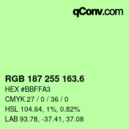 カラーコード: RGB 187 255 163.6 | qconv.com